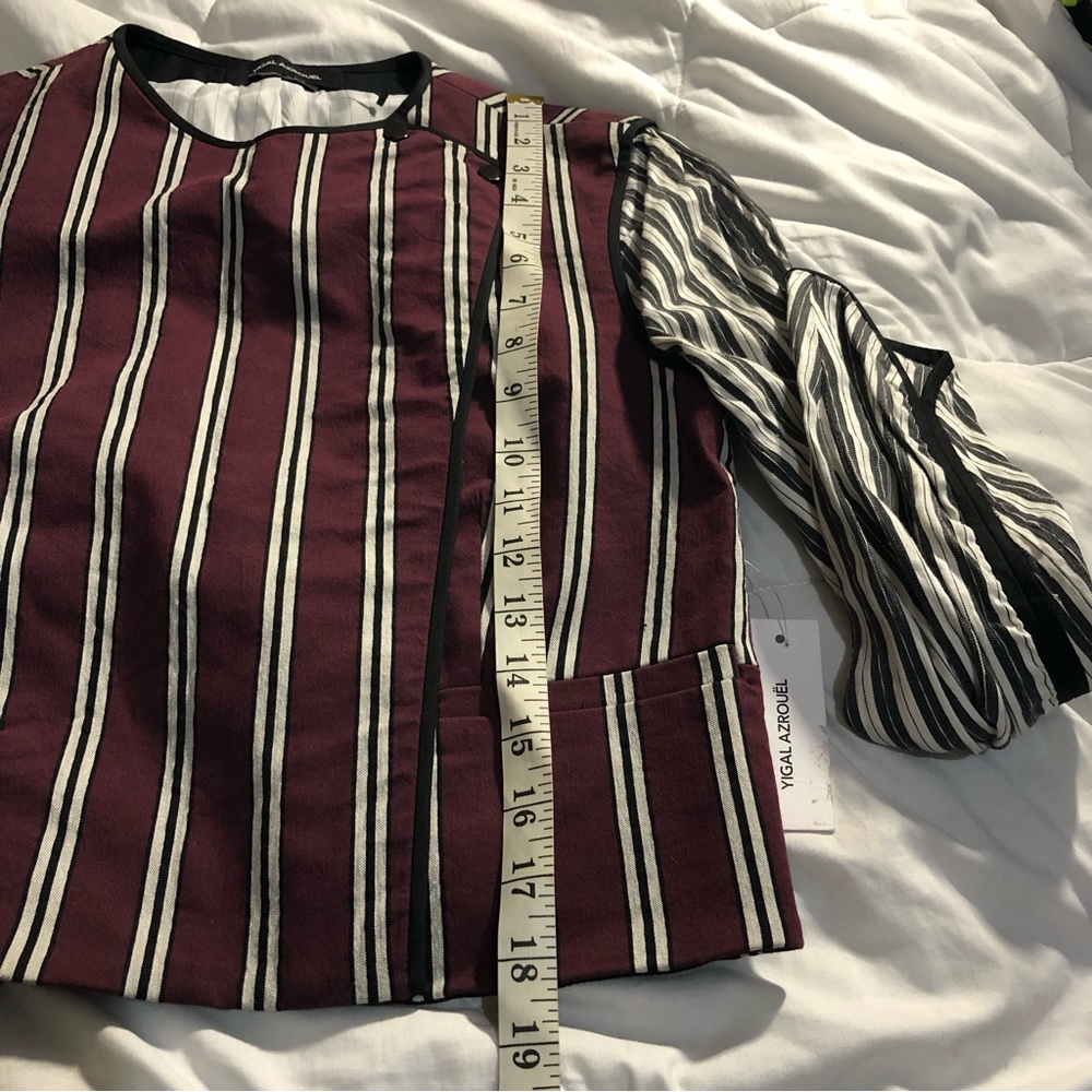 Yigal azrouel linen blend colorblock stripes Moto jacket - Picture 9 of 12